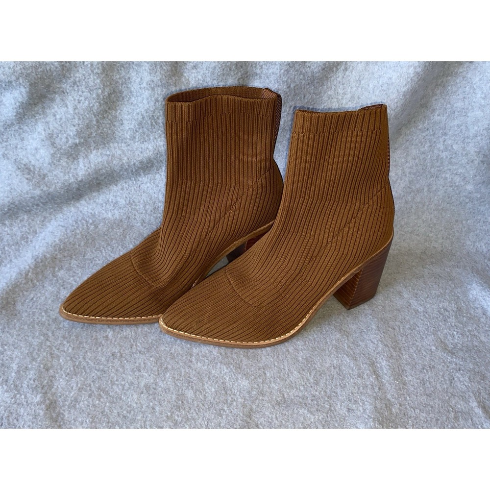 Steve Madden Sock Boots Womens Size 6.5 Nichol Brown Block Heel Pointed Toe - Picture 2 of 7